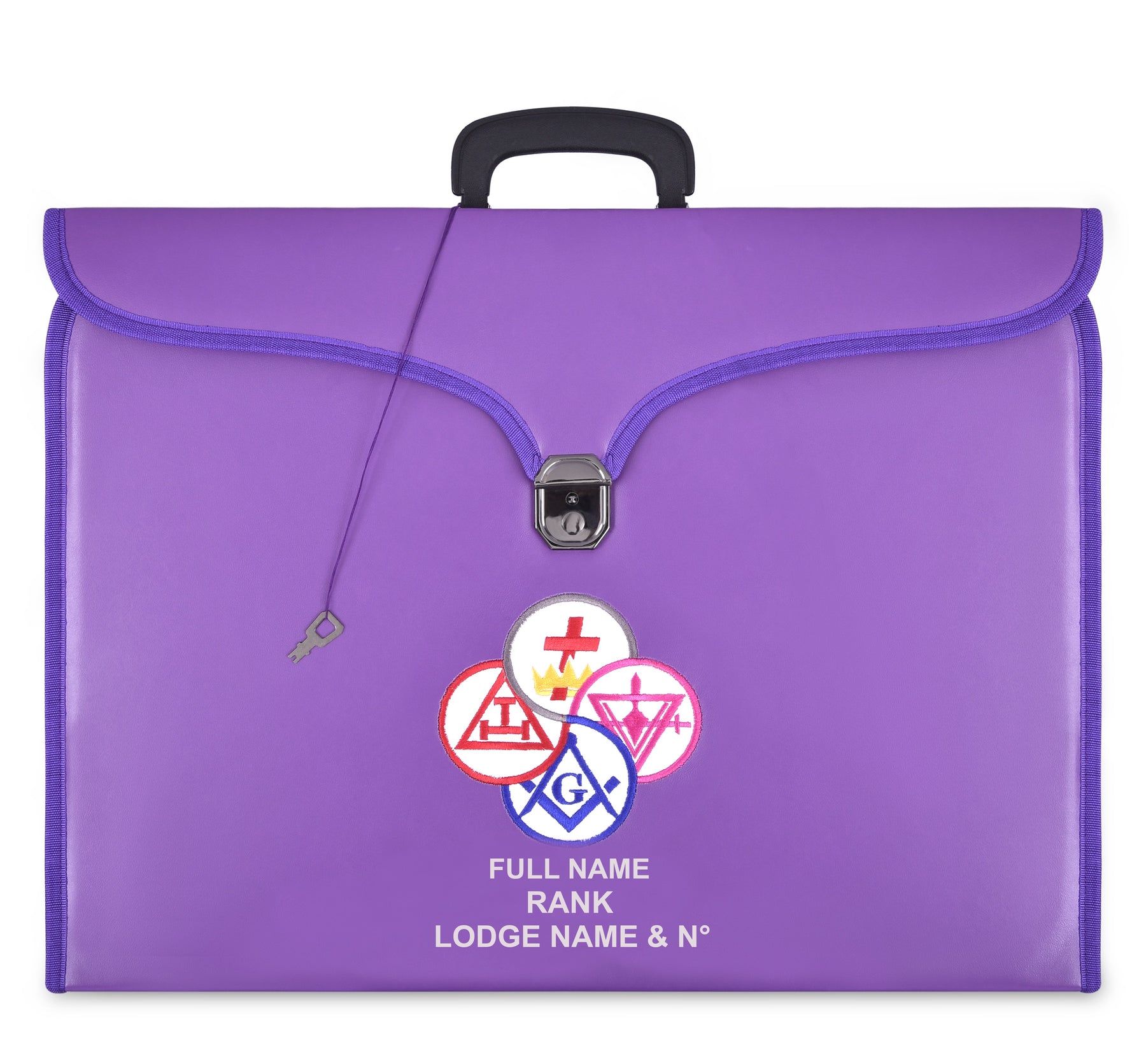 York Rite Apron Case - Purple Leather Different Sizes MM, WM, Provincial - Bricks Masons
