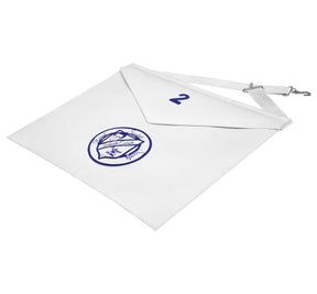 Royal Scofield Society Apron - White & Blue Machine Embroidery - Bricks Masons