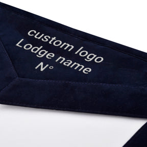 Tyler Blue Lodge Officer Apron - Navy Velvet With Silver Embroidery Thread