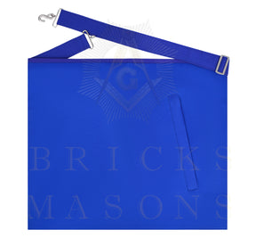 Organist Blue Lodge Officer Apron - Blue Ribbon With Machine Embroidery Customizable Flap - Bricks Masons
