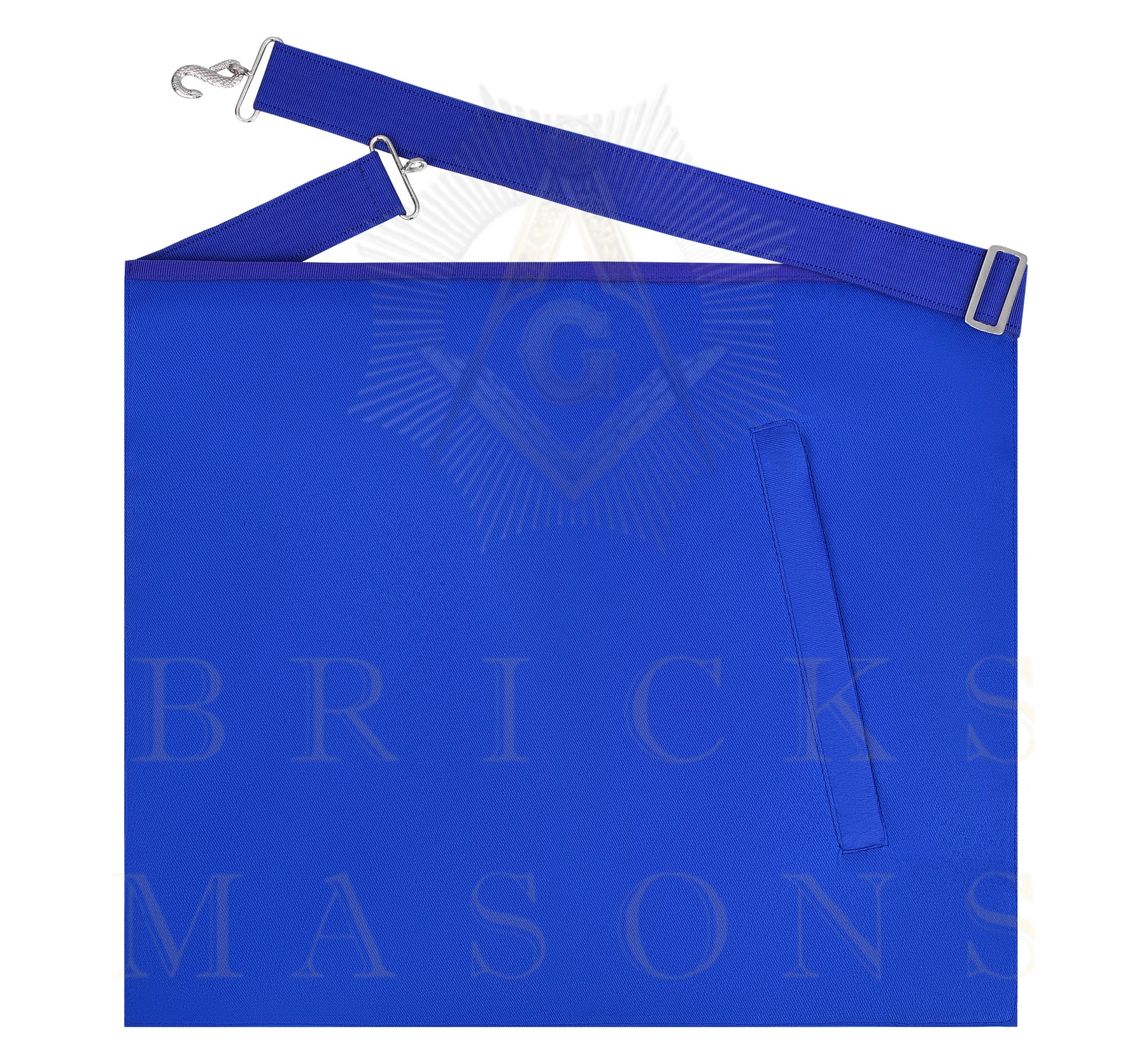 Marshal Blue Lodge Officer Apron - Machine Embroidery With Waist Belt Customizable Flap - Bricks Masons