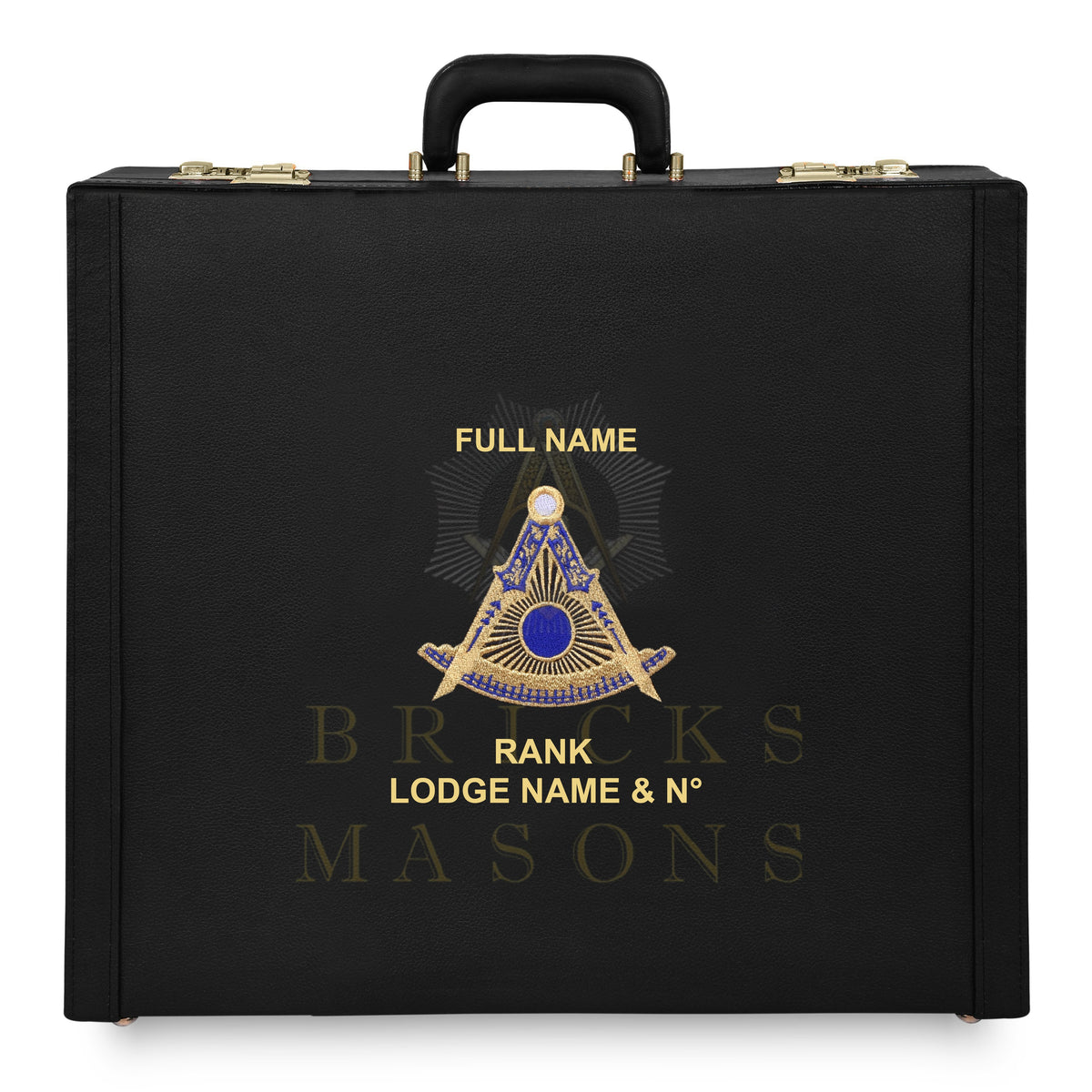 Past Master Blue Lodge Apron Case - Gold & Blue Machine Embroidery Various Sizes & Materials - Bricks Masons