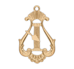 Organist Royal & Select Masters Officer Collar Jewel - Gold Plated Lyre - Bricks Masons