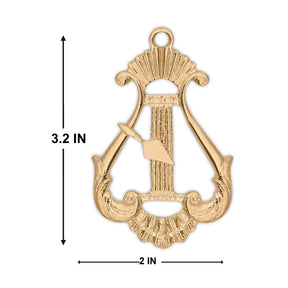 Organist Royal & Select Masters Officer Collar Jewel - Gold Plated Lyre - Bricks Masons