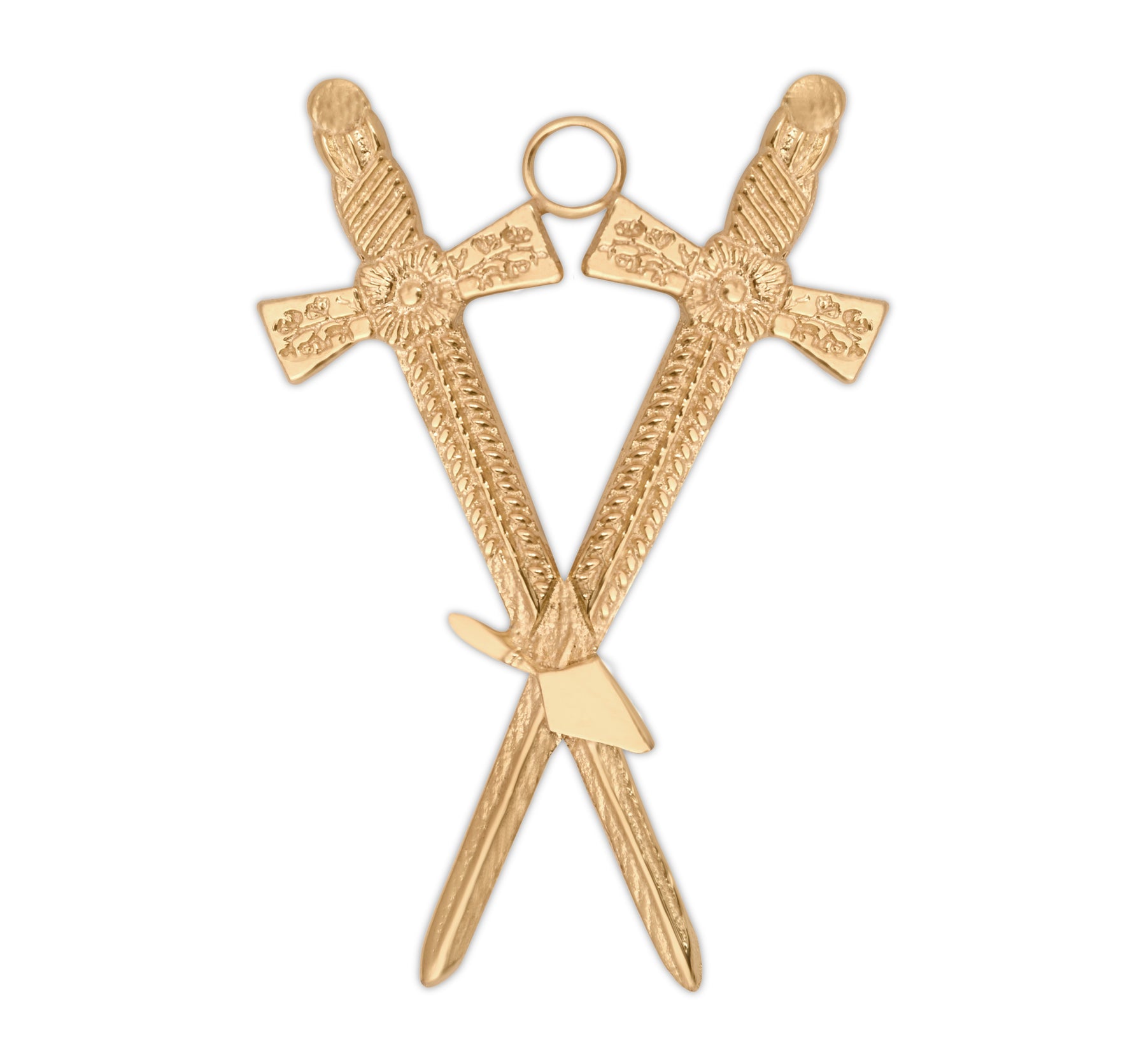 Steward Royal & Select Masters Officer Collar Jewel - Gold Plated Trowel & Crossed Swords - Bricks Masons