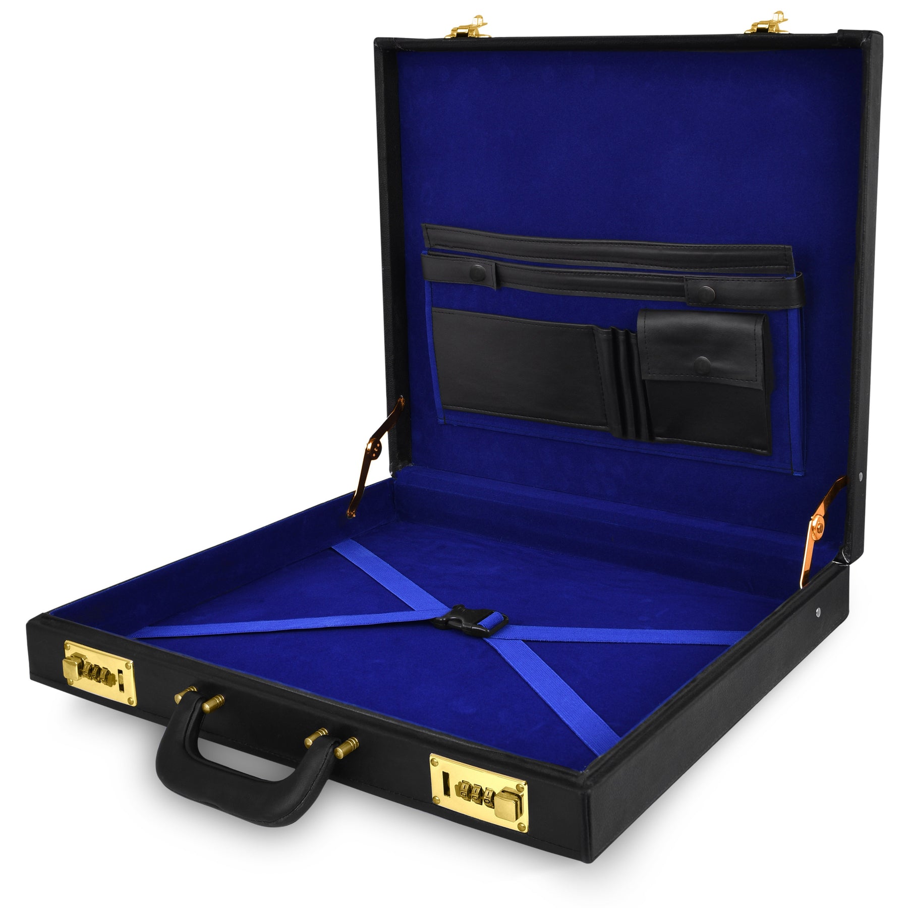 Master Mason Blue Lodge Apron Case - Hand Embroidery Personalization With Gold Lock - Bricks Masons