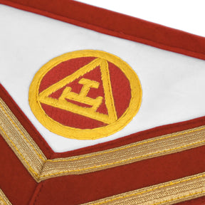 Royal Arch Chapter Apron - Red Velvet With Gold Embroided Emblem & Braid - Bricks Masons