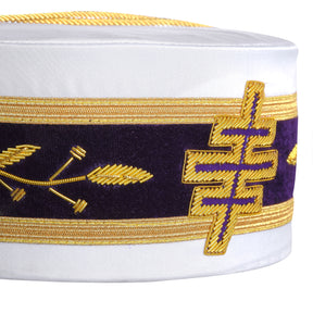 Past Most Eminent Grand Master Grand Encampment Knights Templar Commandery Crown Cap - Purple Velvet & White - Bricks Masons