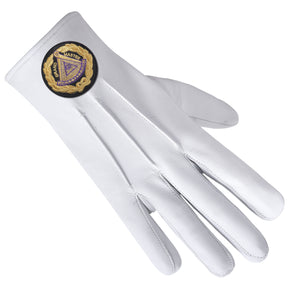 Grand Master Blue Lodge Glove -  Leather With Black Patch - Bricks Masons