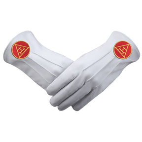 Royal Arch Chapter Glove - Leather With Gold & Red Patch - Bricks Masons