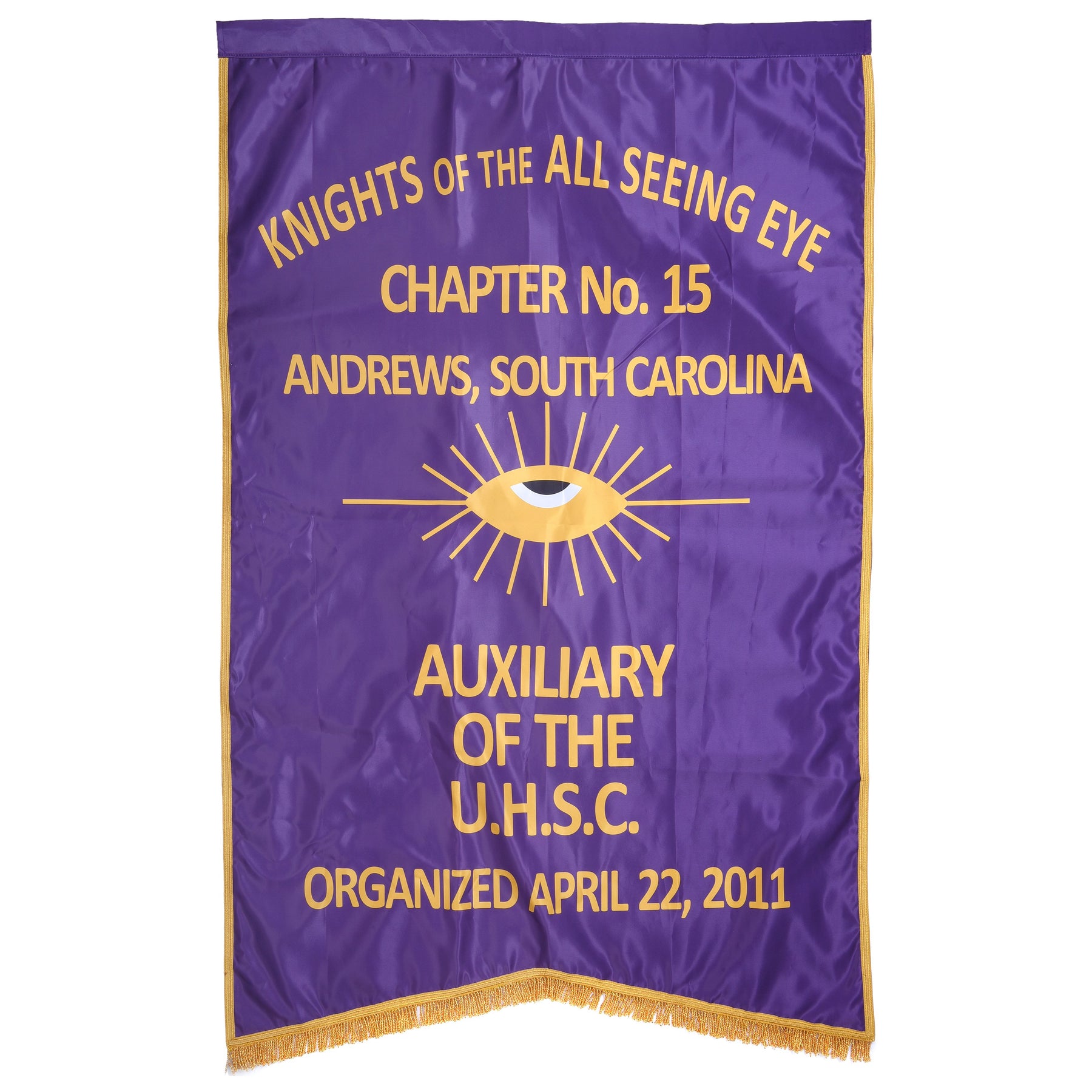 Knights of The All Seeing Eye Banner - Printed With Gold Braid & Fringe - Bricks Masons
