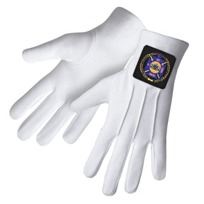 Knights Templar Commandery Glove - White Cotton With Black Patch - Bricks Masons