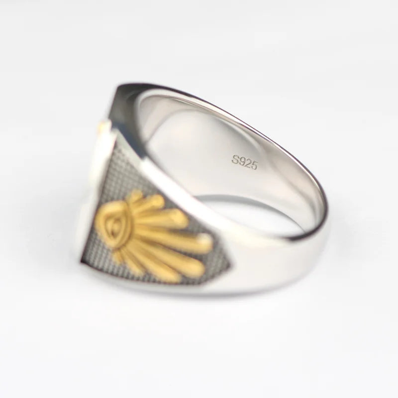 Master Mason Blue Lodge Ring - Free and Accepted Masons with S&C G Eye of Providence - Bricks Masons