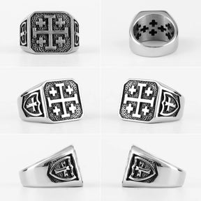 Knights Templar Commandery Ring - Stainless Steel - Bricks Masons