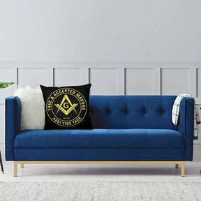 Master Mason Blue Lodge Pillowcase - Yellow Printed Velvet AVIDI VIDE TACE - Bricks Masons