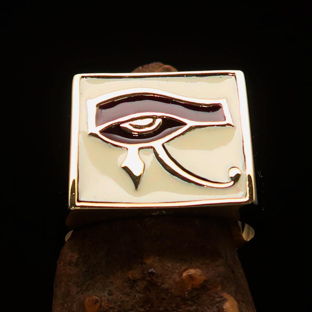 Ancient Egypt Keychain - Gold Eye of Horus Brass Ring