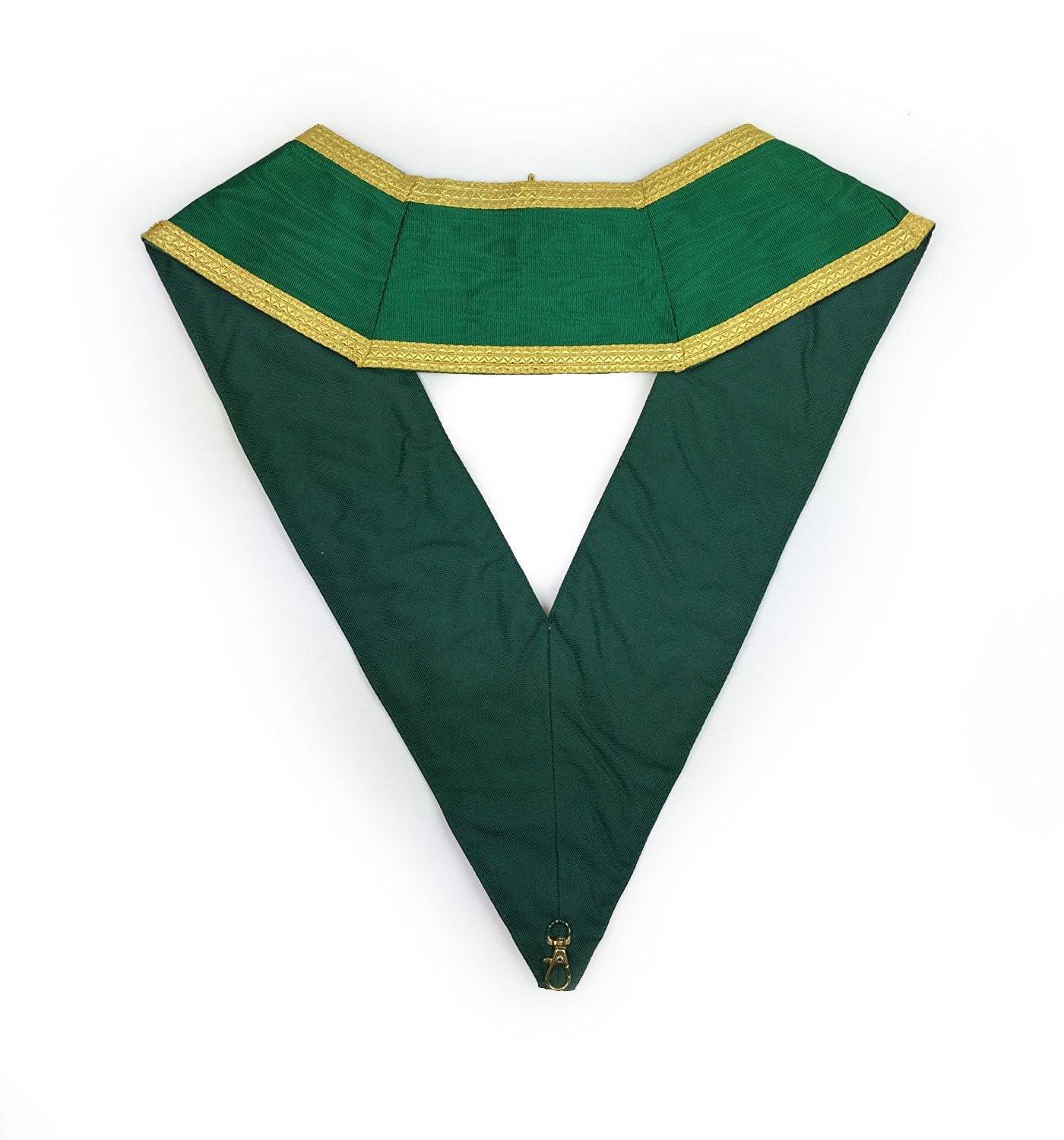 Grand Council Allied Masonic Degrees Collar - Green Moire with Gold Bullion - Bricks Masons