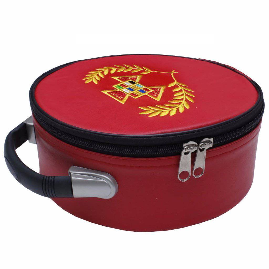 Past Grand High Priest Royal Arch Chapter Crown Cap Case - Red Leather