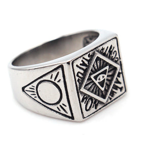 Eye Of Providence Ring - Stainless Steel All Seeing Eye - Bricks Masons