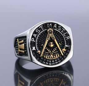 Past Master Blue Lodge Ring - Gold & Silver Stainless Steel - Bricks Masons