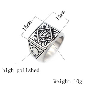 Eye Of Providence Ring - Stainless Steel All Seeing Eye - Bricks Masons