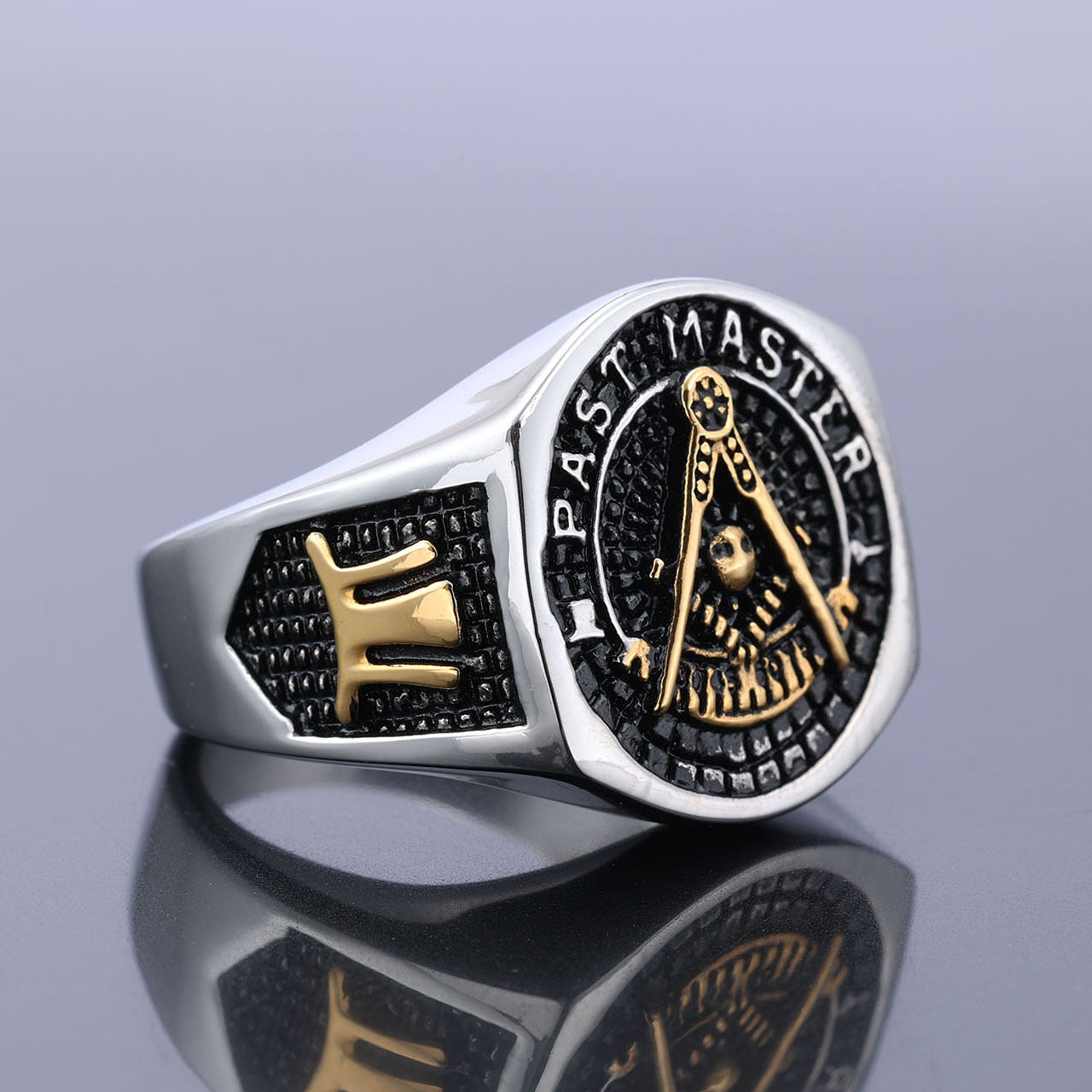 Past Master Blue Lodge Ring - Gold & Silver Stainless Steel - Bricks Masons