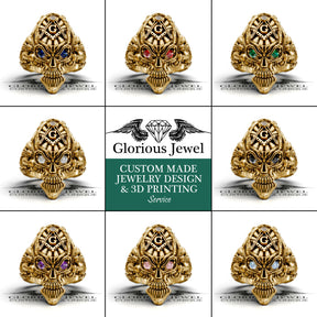 Master Mason Blue Lodge Ring - Skull Shape Various Colors & Materials - Bricks Masons