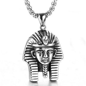 Ancient Egypt Necklace - Stainless Steel Pharaoh Pendant With Pearl Chain - Bricks Masons