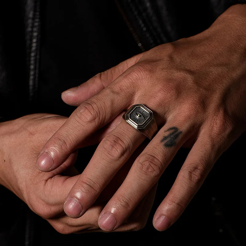Eye Of Providence Ring - 925 Sterling Silver - Bricks Masons