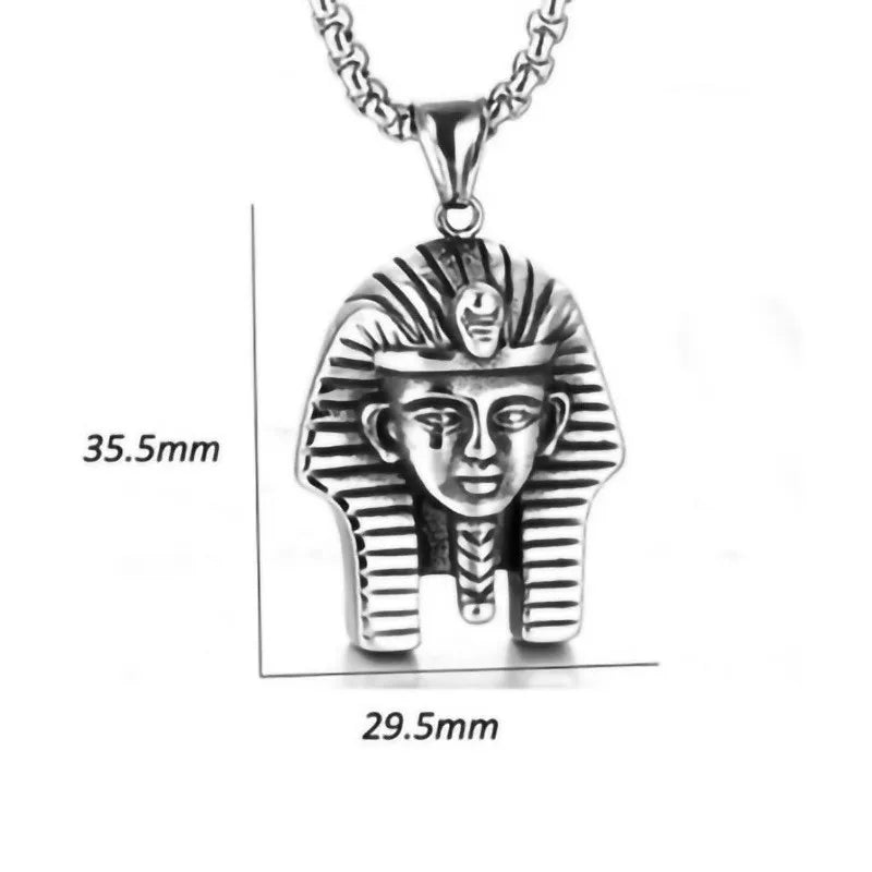 Ancient Egypt Necklace - Iron Alloy Pharaoh Portrait - Bricks Masons