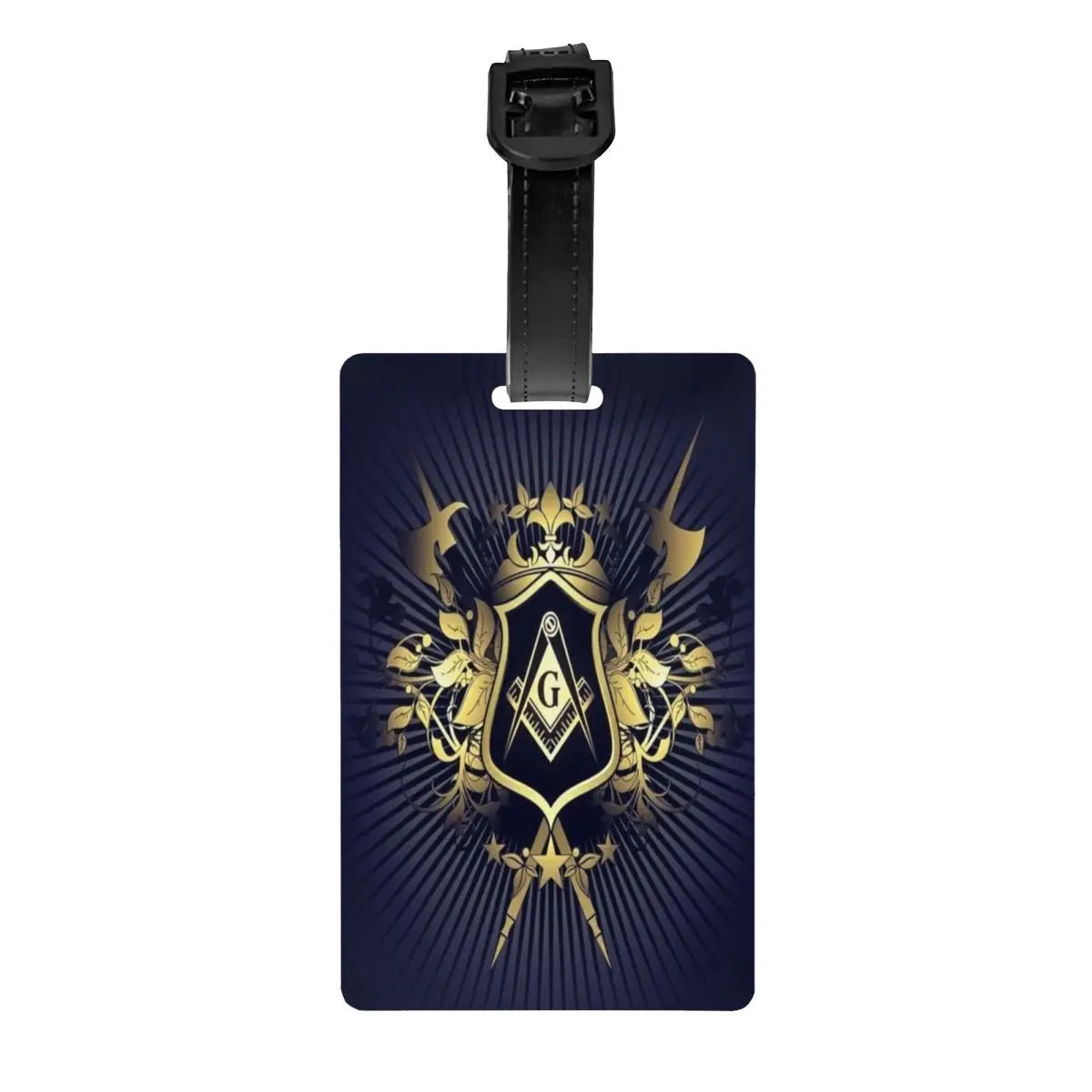 Master Mason Blue Lodge Luggage Tag -  Privacy Strap for Travel Bags - Bricks Masons