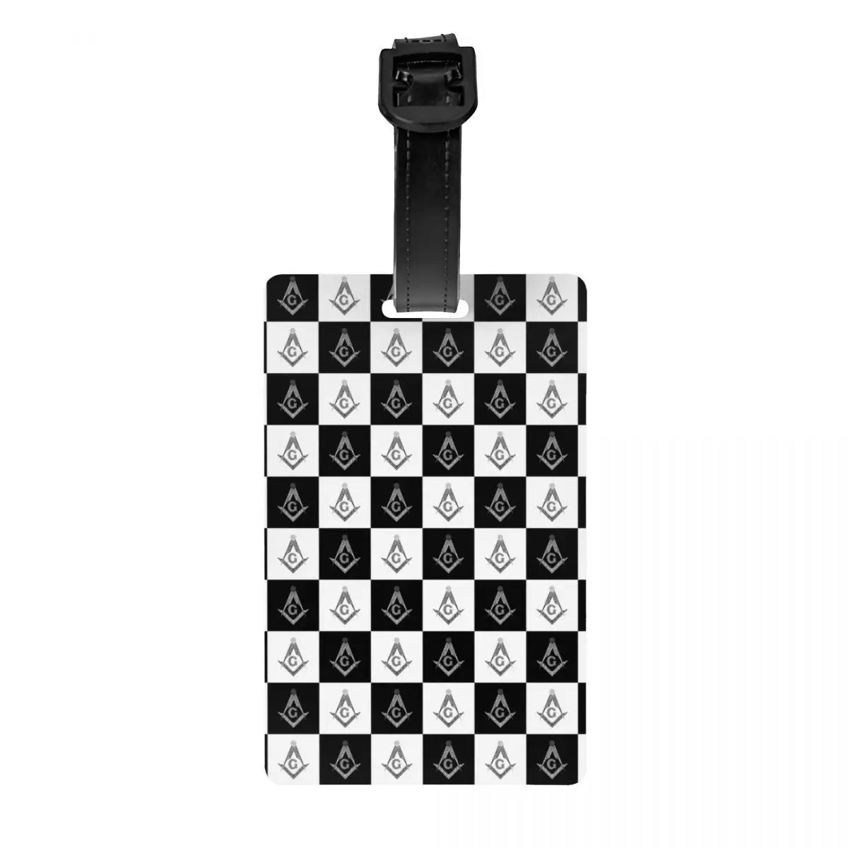 Master Mason Blue Lodge Luggage Tag -  Privacy Strap for Travel Bags - Bricks Masons
