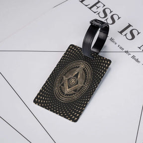 Master Mason Blue Lodge Luggage Tag -  Privacy Strap for Travel Bags - Bricks Masons