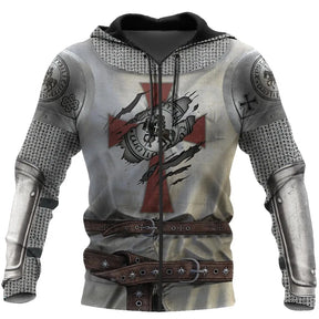 Knights Templar Commandery Hoodie - 3D Printed Knight Medieval Armor - Bricks Masons