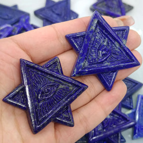 Ancient Egypt Decor - 1pc Natural Lapis Lazuli Crystal Carving Hexagon Star - Bricks Masons