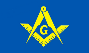 Master Mason Blue Lodge Flag - Blue & Yellow Square Compass