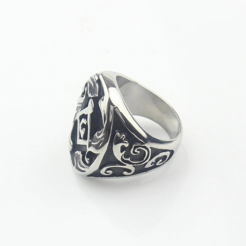 Master Mason Blue Lodge Ring - 316L Stainless Steel Embossed - Bricks Masons