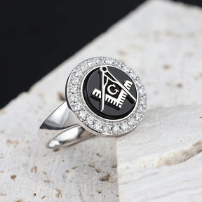 Master Mason Blue Lodge Ring - Square & Compass G Sterling Silver Ring