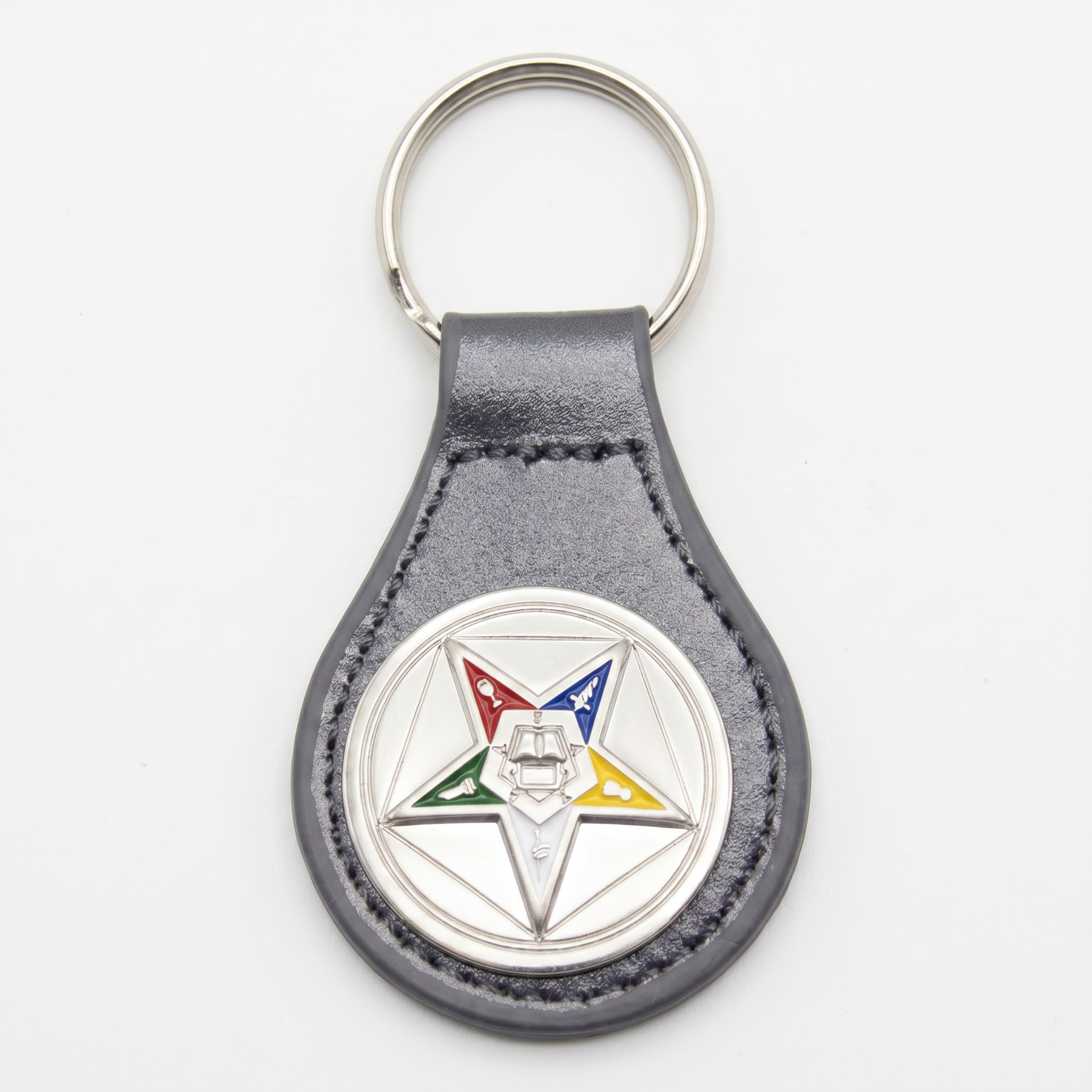OES Keychain - Black & Brown Leather - Bricks Masons