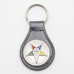 OES Keychain - Black & Brown Leather - Bricks Masons