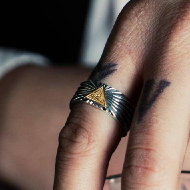 Eye Of Providence Ring - 925 Sterling Silver - Bricks Masons