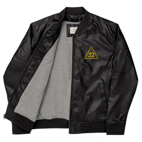 32nd Degree Scottish Rite Jacket - Leather Golden Embroidery