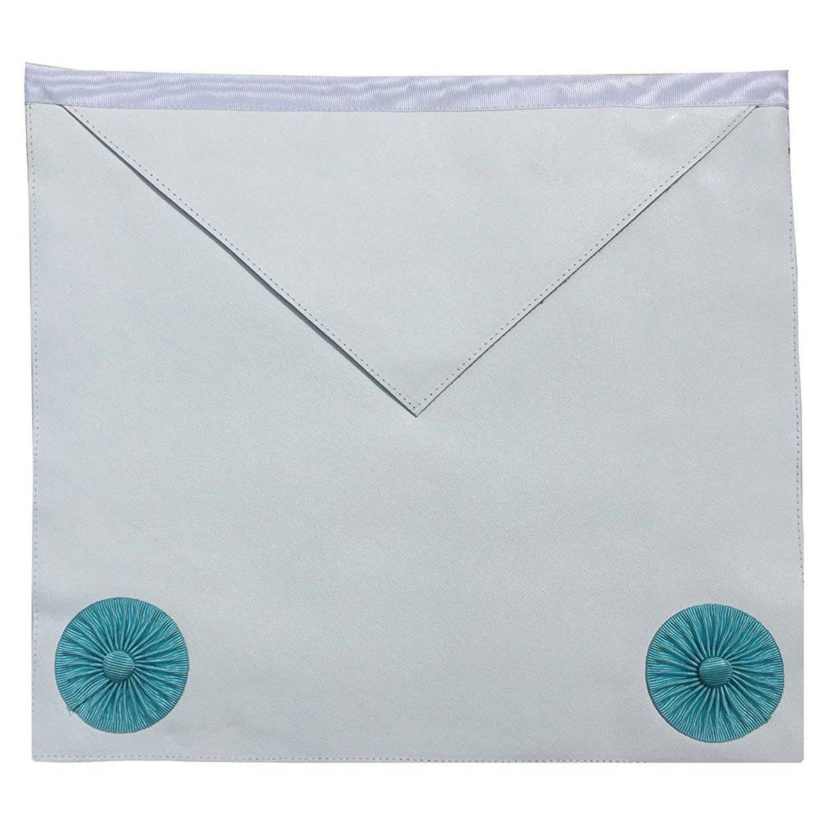 Fellowcraft Blue Lodge Apron - White with Rosettes - Bricks Masons