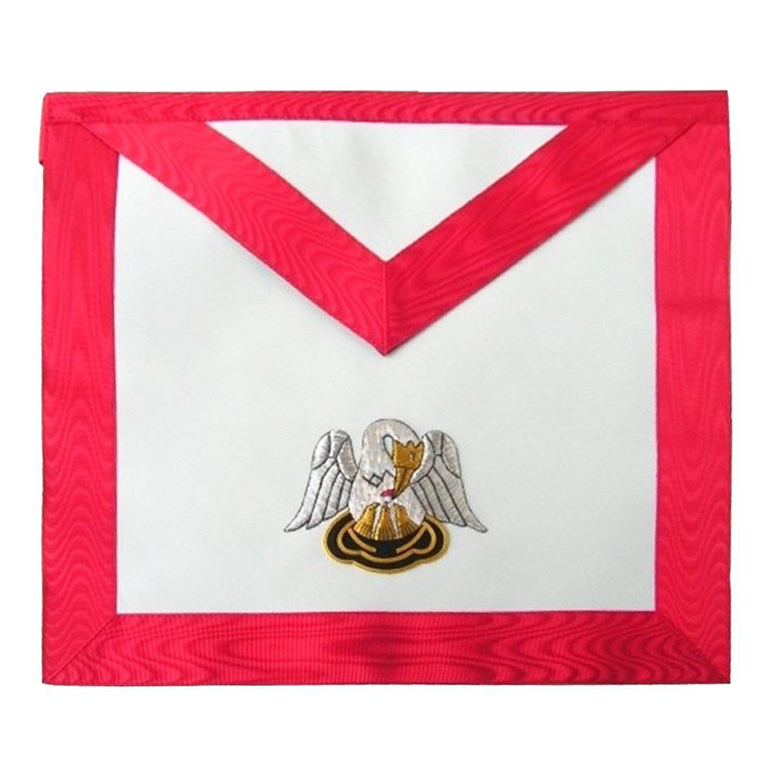 18th Degree Scottish Rite Apron - White & Red Moire Pelican