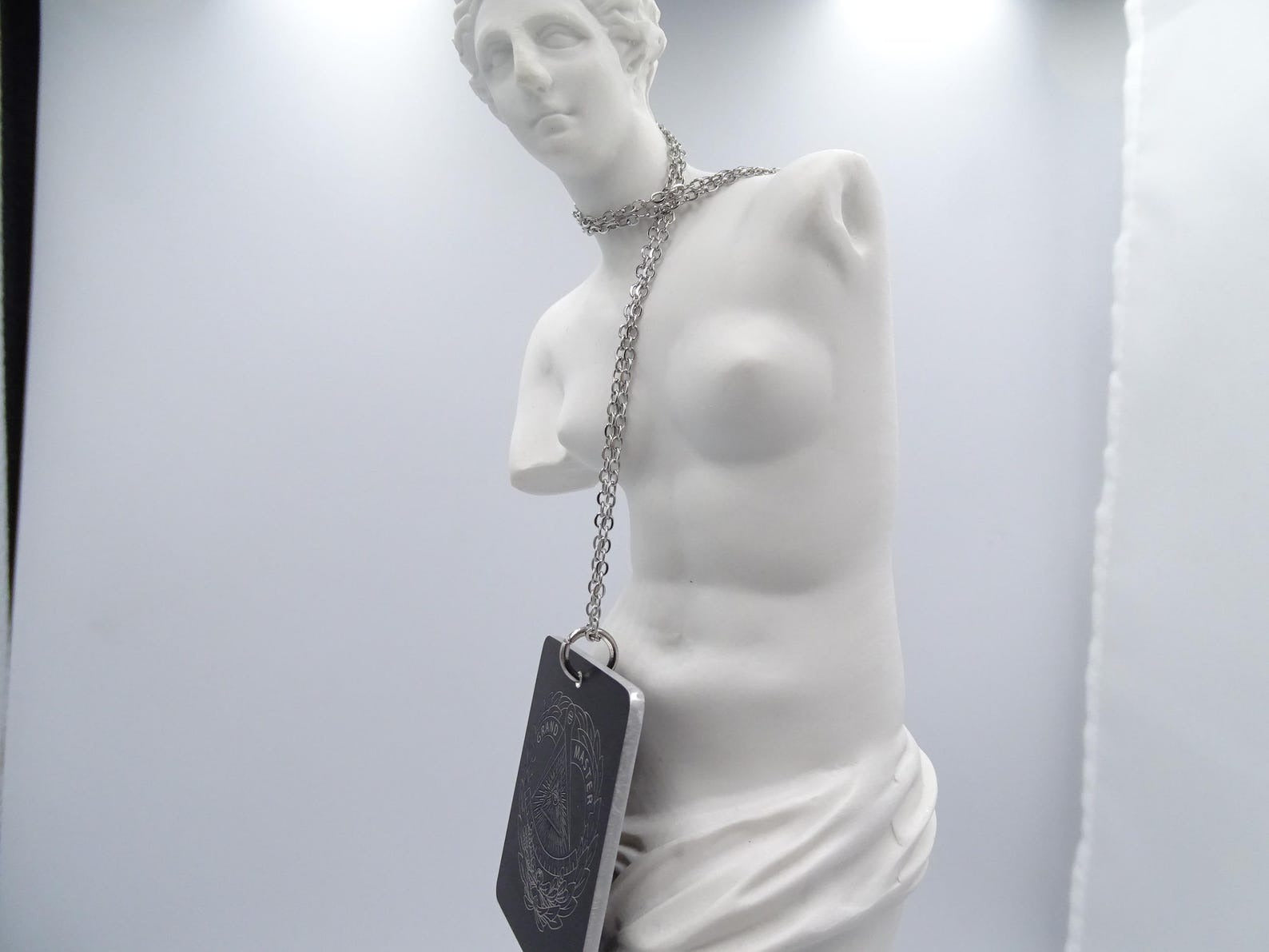 Grand Master Blue Lodge Necklace - Black With Stailness Steel Chain - Bricks Masons