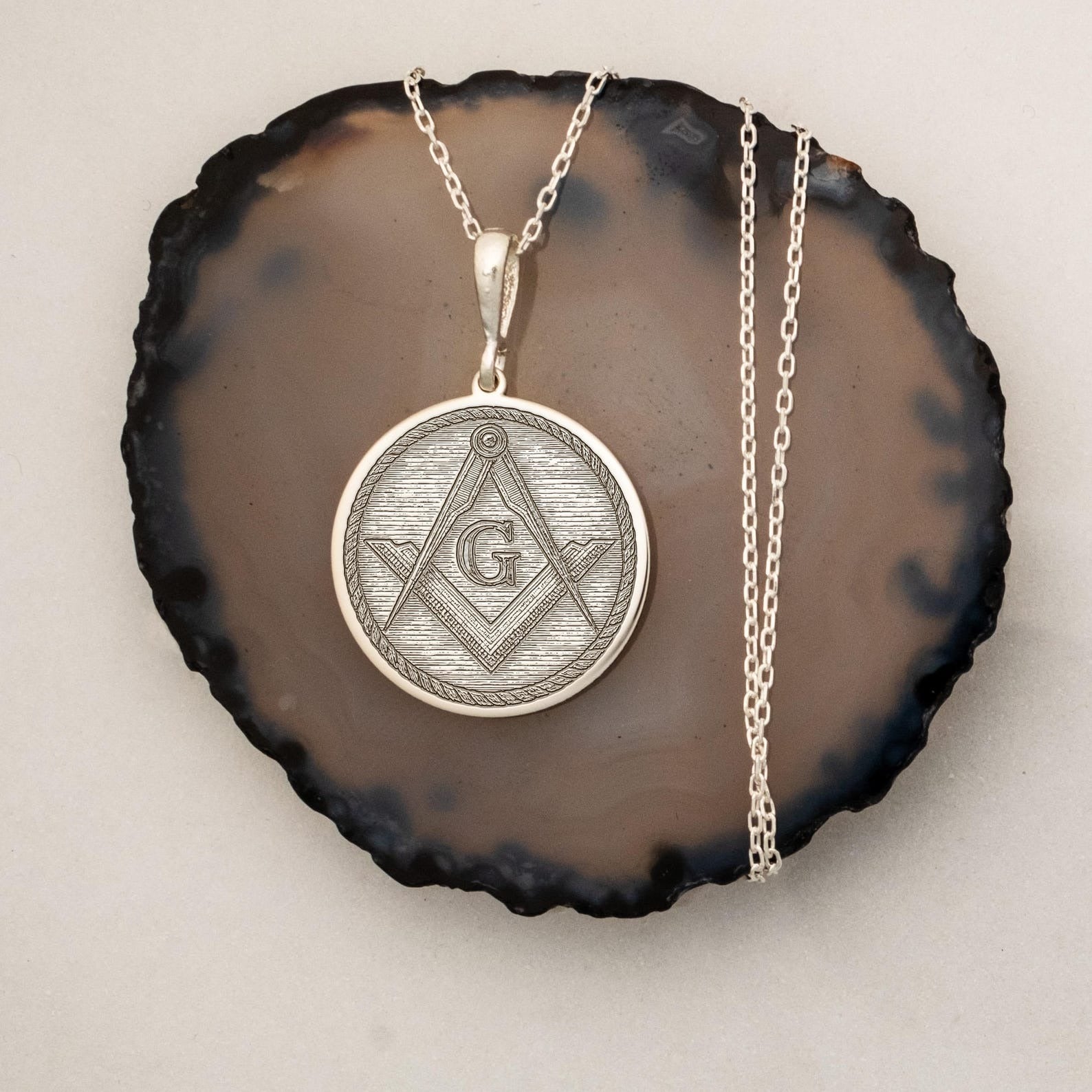 Master Mason Blue Lodge Necklace - Square & Compass G Various Colors - Bricks Masons