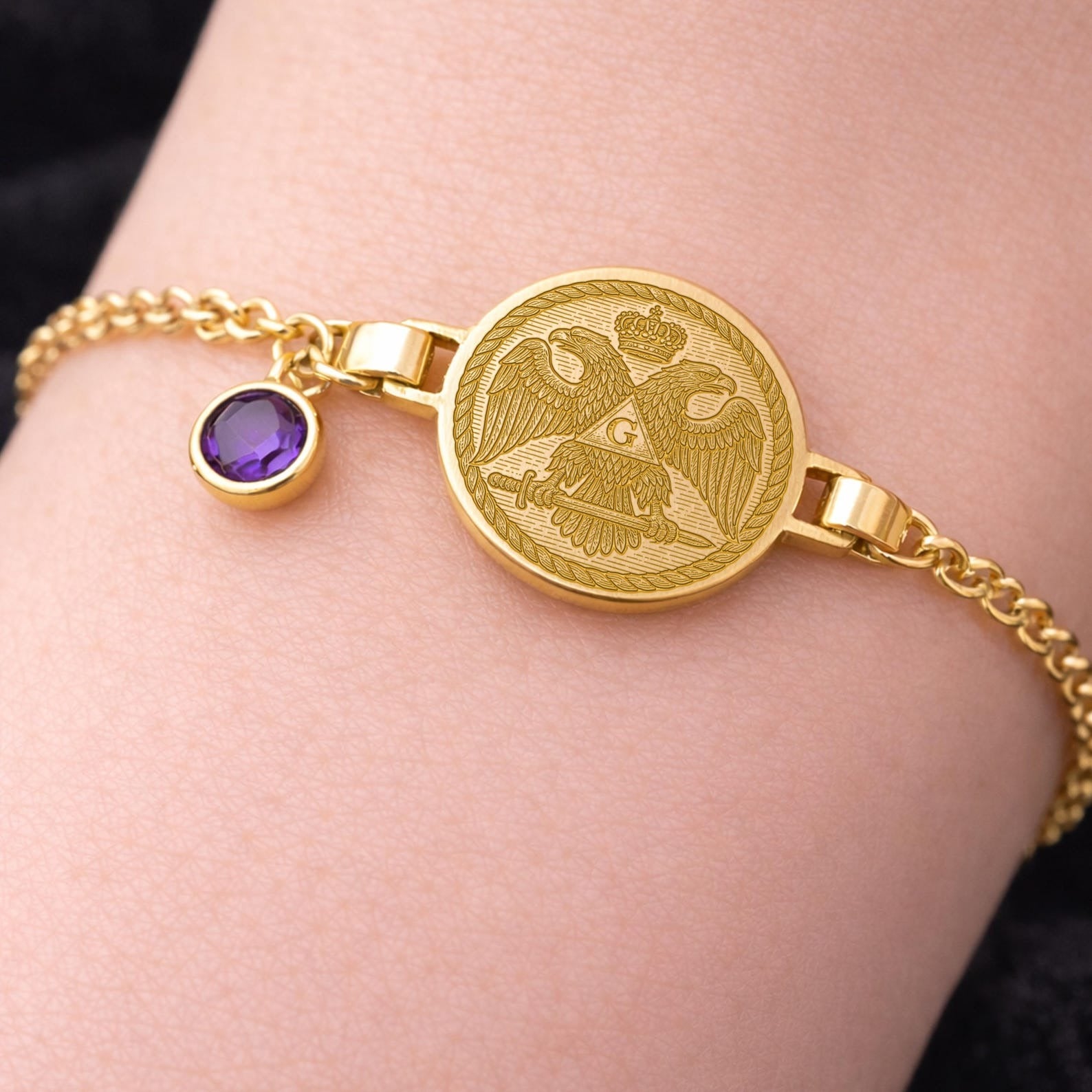 Scottish Rite Bracelet - Two Headed Eagle With G - Bricks Masons