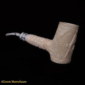 Master Mason Blue Lodge Meerschaum Pipe - Handmade With Velvet Case - Bricks Masons