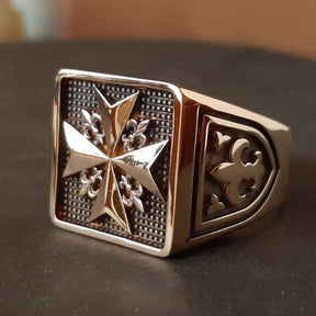 Order Of Malta Ring - Handcrafted Solid Silver Vermeil - Bricks Masons
