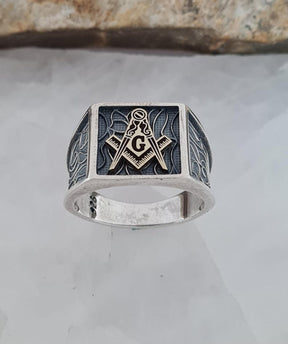 Master Mason Blue Lodge Ring - Handcrafted Sterling Silver - Bricks Masons